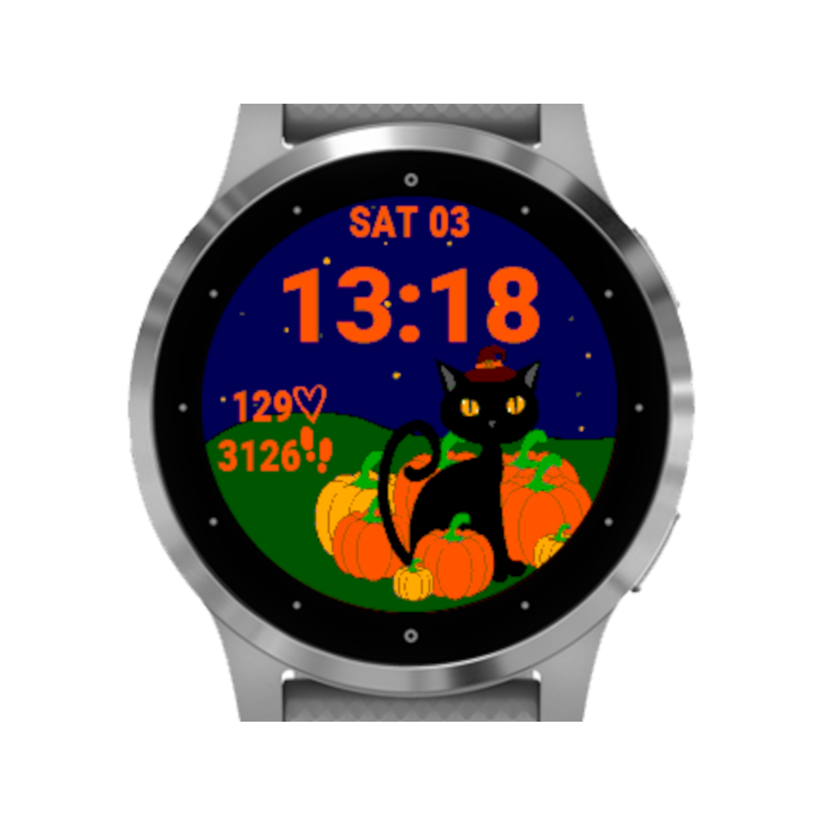 Purrfect Pumpkins Halloween Cat Watch Face for Fitbit
